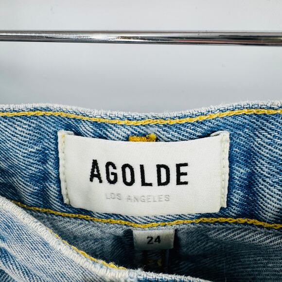 AGOLDE Parker Vintage High Rise Cutoff Denim Shorts Size 24 Summer Staple - Picture 3 of 7